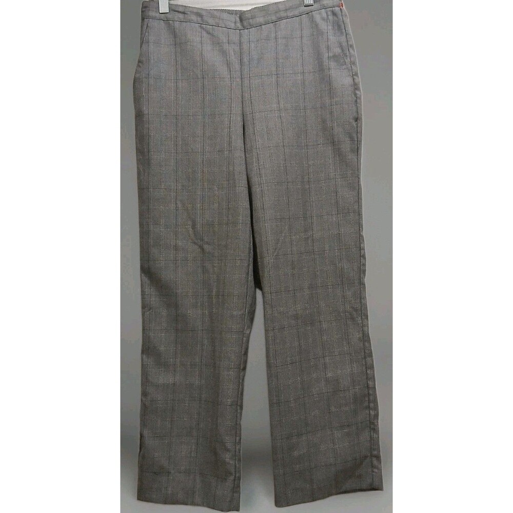 Gray Plaid Pull-On Pants Women’s Petite 8P Alfred Dunner Stretch Waist - Picture 2 of 6
